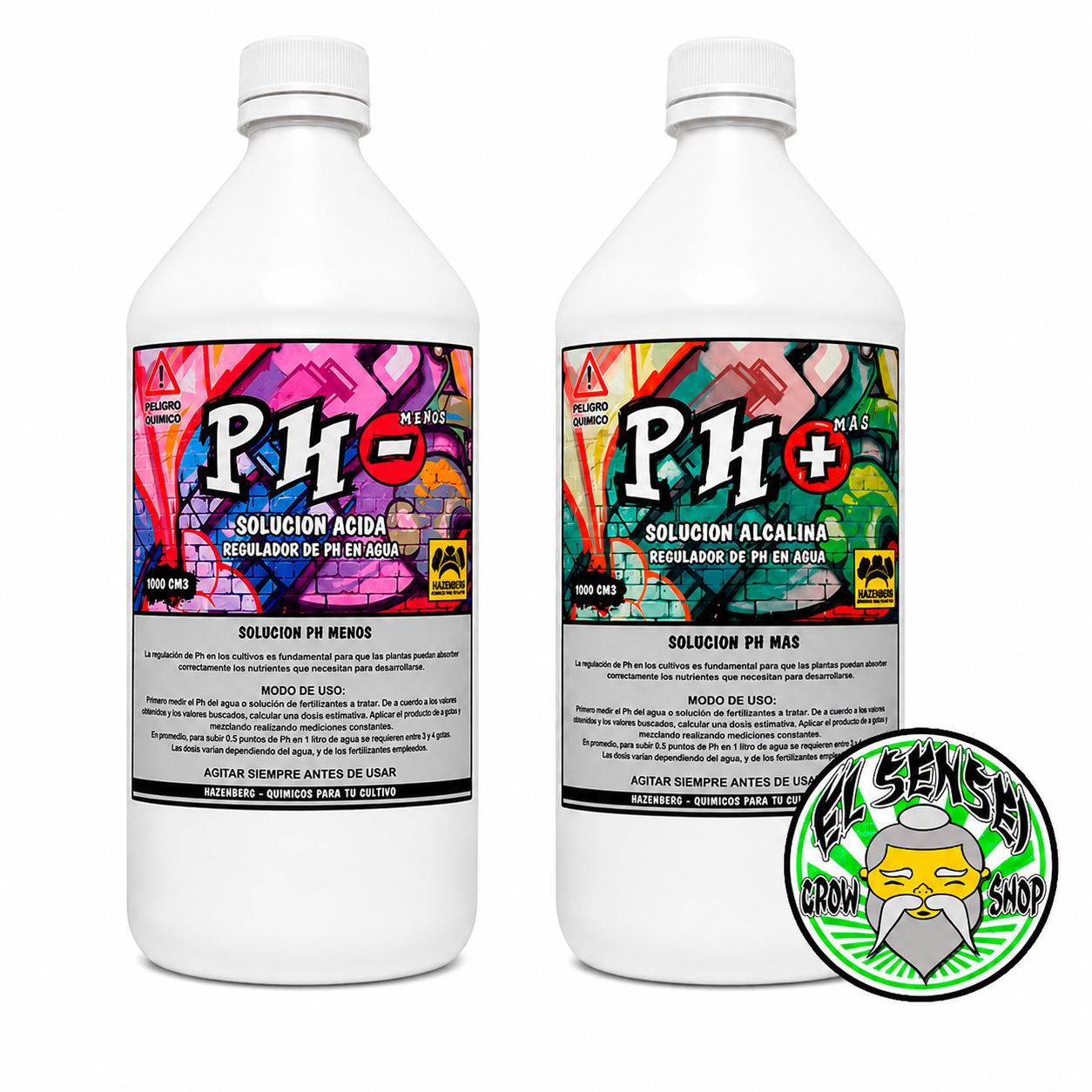 kit regulación ph (hazenberg) contiene 1 solucion ph menos y una solucion ph mas