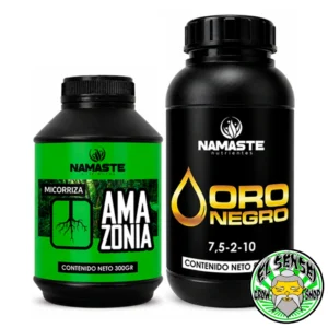 Pack Vege Namaste con Amazonia Roots y Oro Negro para crecimiento vegetativo.